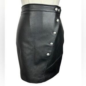 Blank NYC Black Faux Leather Mini Skirt with Button Accents Size XS